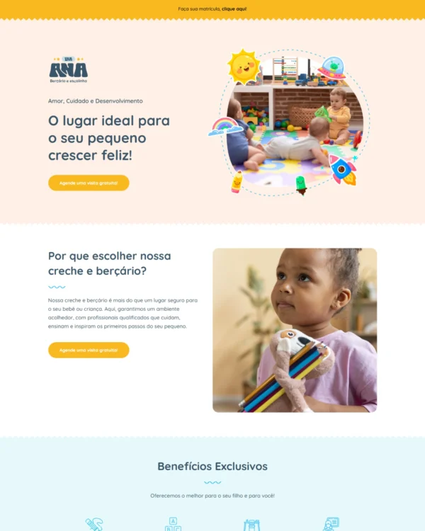 Landing Page Para Escola, creche e Berçário